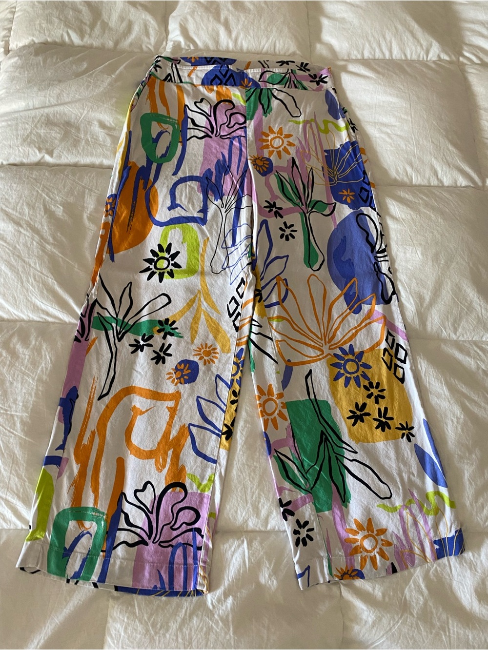 Chico's Wide-Leg Pants with Multicolor Abstract Floral Print